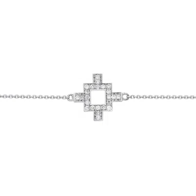 Sheida Farrokhi Women's Silver / White Minimal Flower Bracelet - Solid White Gold _ Diamonds In Multi