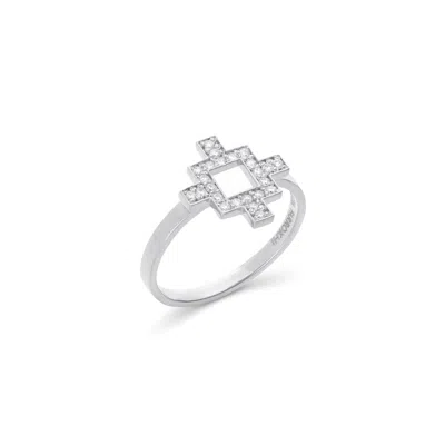 Sheida Farrokhi Women's Silver / White Minimal Flower Ring - Solid White Gold - Diamonds In Multi