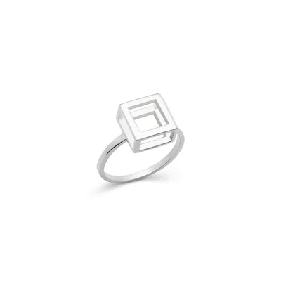 Sheida Farrokhi Women's Square Ring - Solid White Gold