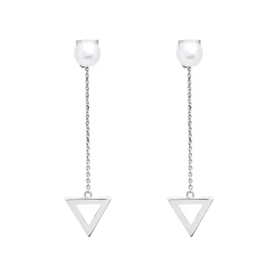 Sheida Farrokhi Women's Triangle Drop Earrings - Solid White Gold