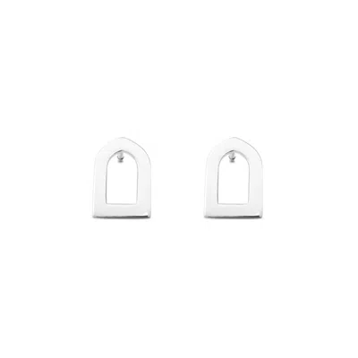 Sheida Farrokhi Women's White / Silver Sahra Stud Earrings - Solid White Gold In Multi