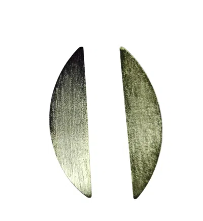 Sheila Fajl Women's New Moon Studs In Brushed Gold In Green