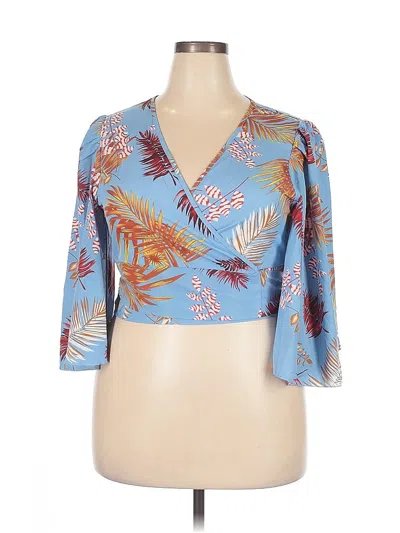 Pre-owned Shein 3/4 Sleeve Blouse In Blue