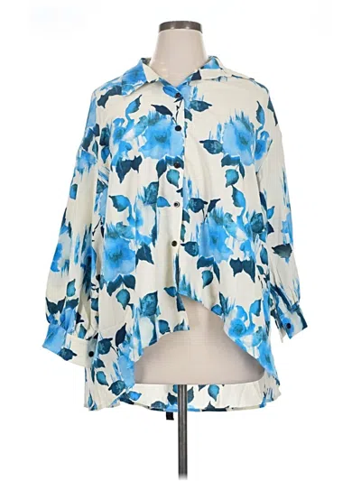 Pre-owned Shein 3/4 Sleeve Blouse In Blue