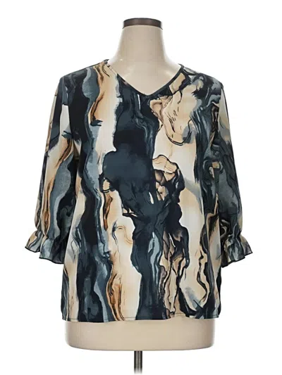 Pre-owned Shein 3/4 Sleeve Blouse In Blue