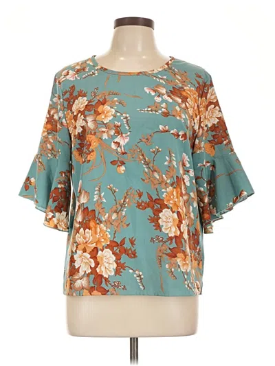 Pre-owned Shein 3/4 Sleeve Blouse In Blue