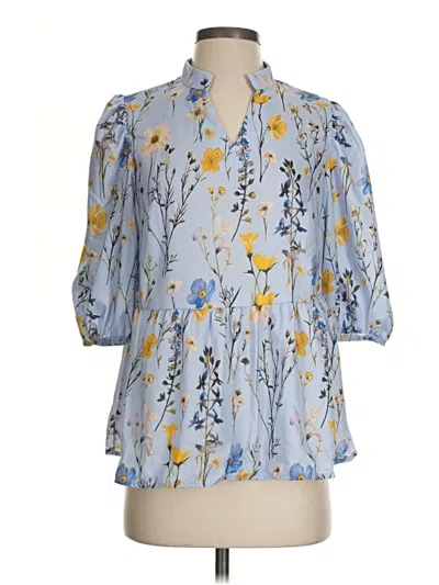 Pre-owned Shein 3/4 Sleeve Blouse In Blue