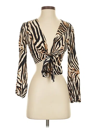Pre-owned Shein 3/4 Sleeve Blouse In Brown