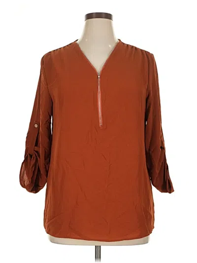 Pre-owned Shein 3/4 Sleeve Blouse In Brown