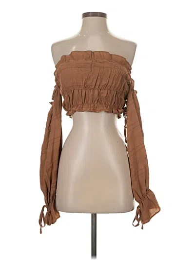 Pre-owned Shein 3/4 Sleeve Blouse In Brown