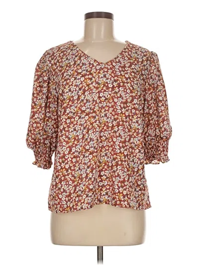 Pre-owned Shein 3/4 Sleeve Blouse In Brown