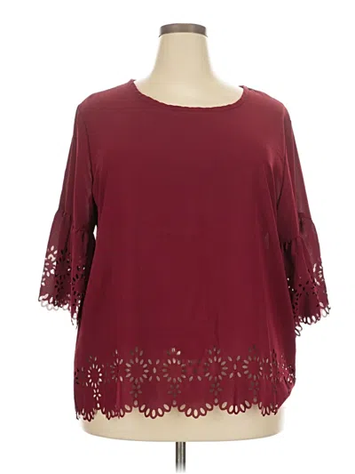 Pre-owned Shein 3/4 Sleeve Blouse In Burgundy