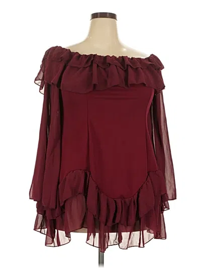 Pre-owned Shein 3/4 Sleeve Blouse In Burgundy