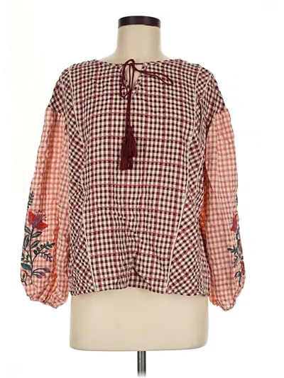Shein 3/4 Sleeve Blouse In Burgundy