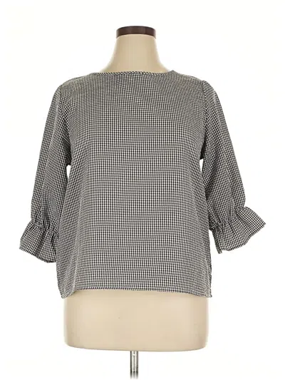 Pre-owned Shein 3/4 Sleeve Blouse In Gray