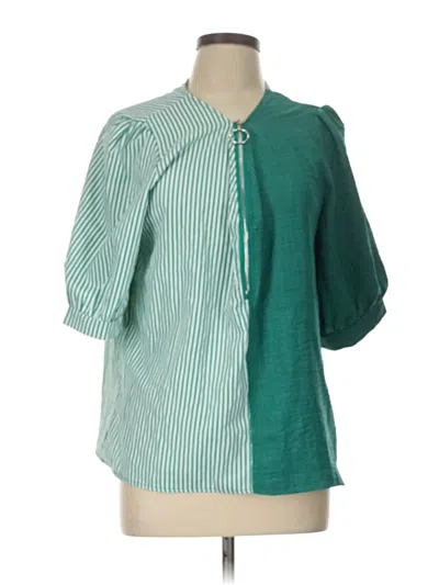 Pre-owned Shein 3/4 Sleeve Blouse In Green
