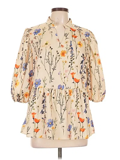 Pre-owned Shein 3/4 Sleeve Blouse In Ivory