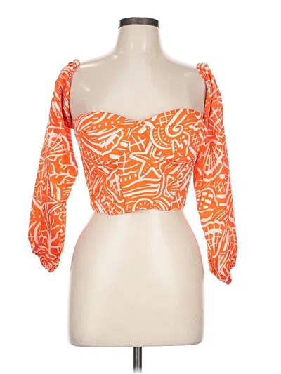 Pre-owned Shein 3/4 Sleeve Blouse In Orange