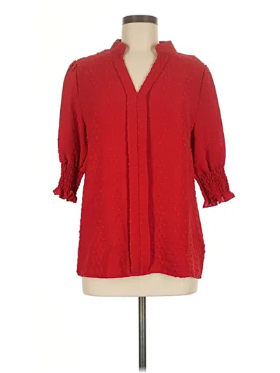 Pre-owned Shein 3/4 Sleeve Blouse In Red