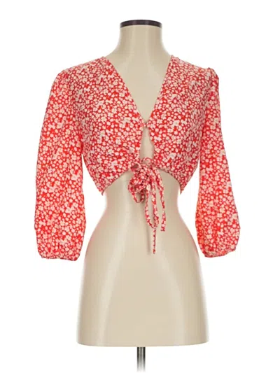 Pre-owned Shein 3/4 Sleeve Blouse In Red