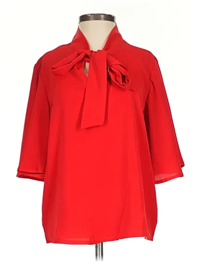Pre-owned Shein 3/4 Sleeve Blouse In Red