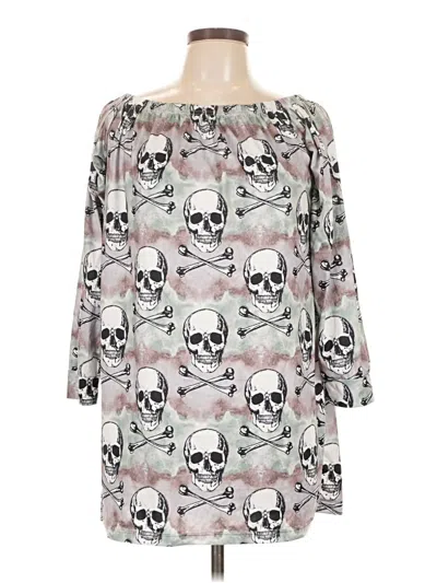 Pre-owned Shein 3/4 Sleeve Blouse In Silver