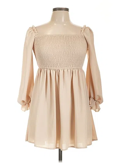 Pre-owned Shein 3/4 Sleeve Blouse In Tan
