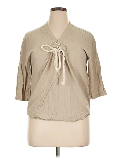 Pre-owned Shein 3/4 Sleeve Blouse In Tan