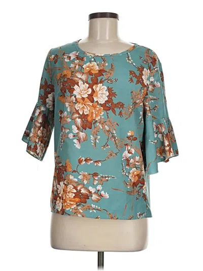Pre-owned Shein 3/4 Sleeve Blouse In Teal