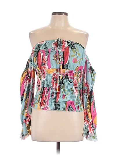 Pre-owned Shein 3/4 Sleeve Blouse In Teal
