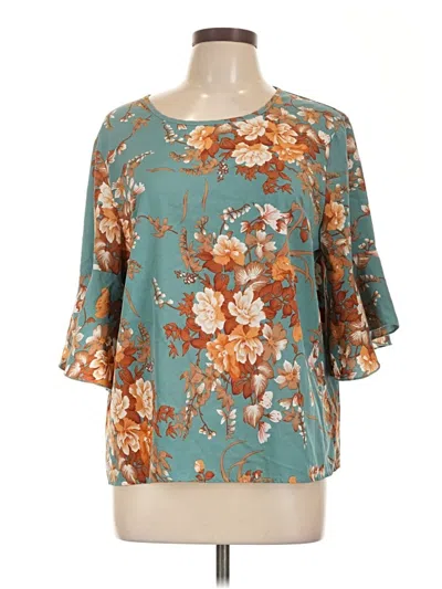 Pre-owned Shein 3/4 Sleeve Blouse In Teal