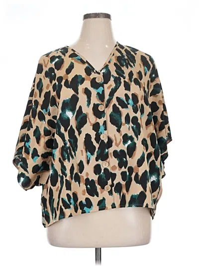 Pre-owned Shein 3/4 Sleeve Blouse In Teal