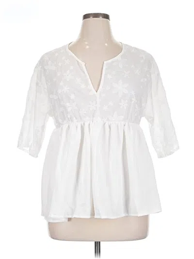 Pre-owned Shein 3/4 Sleeve Blouse In White