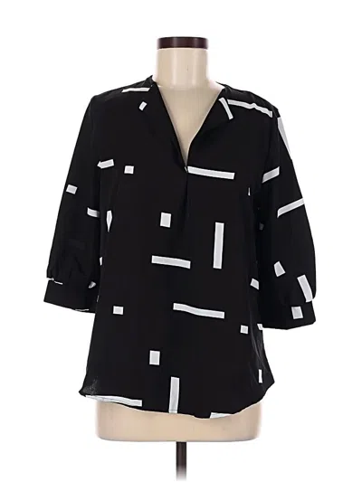 Pre-owned Shein 3/4 Sleeve Button Down Shirt In Black