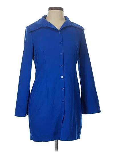 Pre-owned Shein 3/4 Sleeve Button Down Shirt In Blue