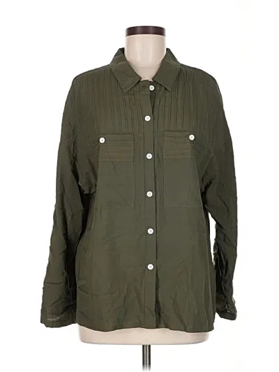 Pre-owned Shein 3/4 Sleeve Button Down Shirt In Green