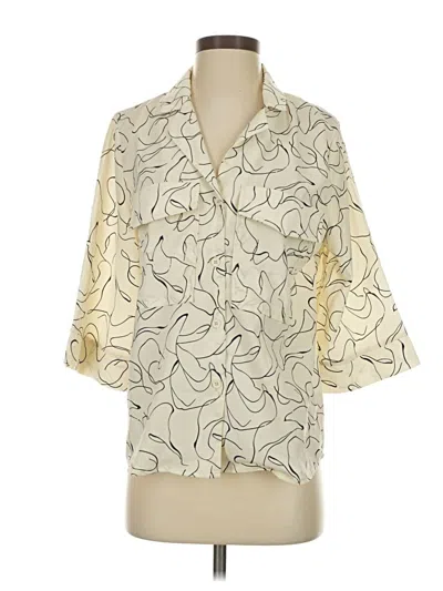 Pre-owned Shein 3/4 Sleeve Button Down Shirt In Ivory