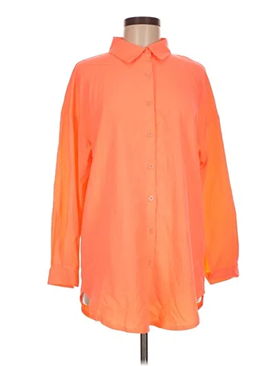 Pre-owned Shein 3/4 Sleeve Button Down Shirt In Orange