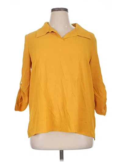 Pre-owned Shein 3/4 Sleeve Button Down Shirt In Yellow