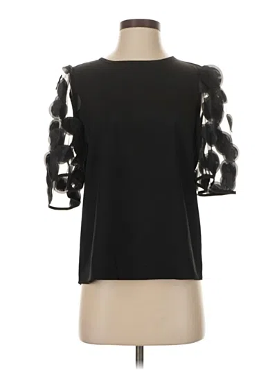 Pre-owned Shein 3/4 Sleeve Top Black Cold Shoulder Neckline Tops