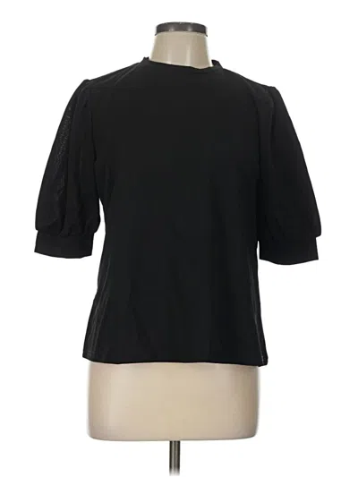 Pre-owned Shein 3/4 Sleeve Top Black Mock Neckline Tops