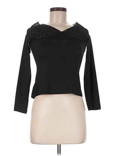 Pre-owned Shein 3/4 Sleeve Top Black Open Neckline Tops