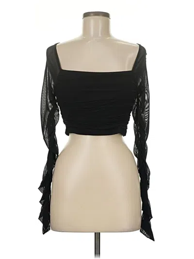 Pre-owned Shein 3/4 Sleeve Top Black Strapless Neckline Tops