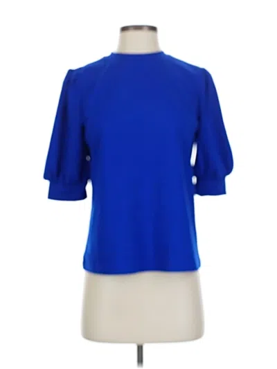 Pre-owned Shein 3/4 Sleeve Top Blue Mock Neckline Tops