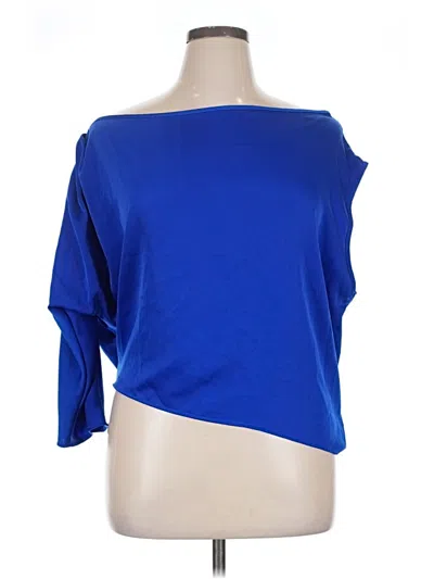 Pre-owned Shein 3/4 Sleeve Top Blue One Shoulder Neckline Tops