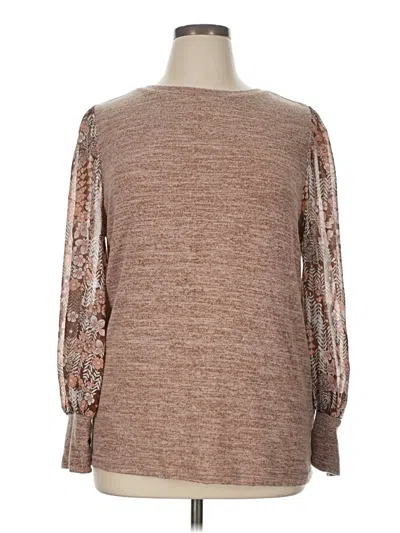 Pre-owned Shein 3/4 Sleeve Top Brown Boatneck Tops