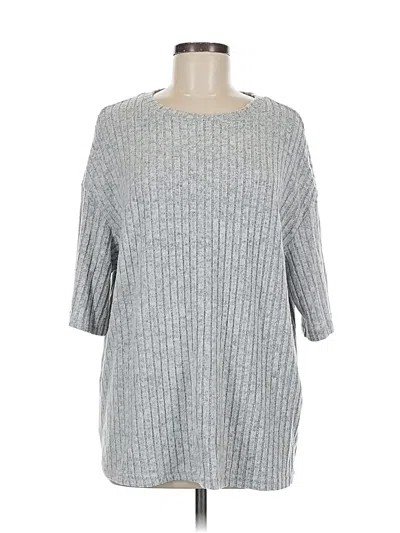 Pre-owned Shein 3/4 Sleeve Top Gray Boatneck Tops