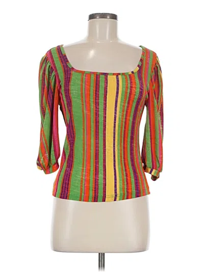 Pre-owned Shein 3/4 Sleeve Top Green Square Neckline Tops