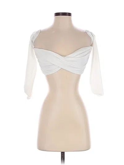 Pre-owned Shein 3/4 Sleeve Top Ivory Strapless Neckline Tops