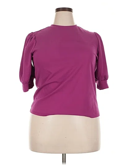 Pre-owned Shein 3/4 Sleeve Top Purple Mock Neckline Tops